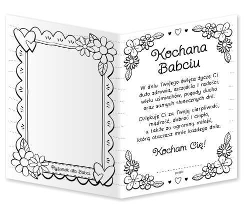 Laurka na Dzień Babci do kolorowania (składana, format A5)