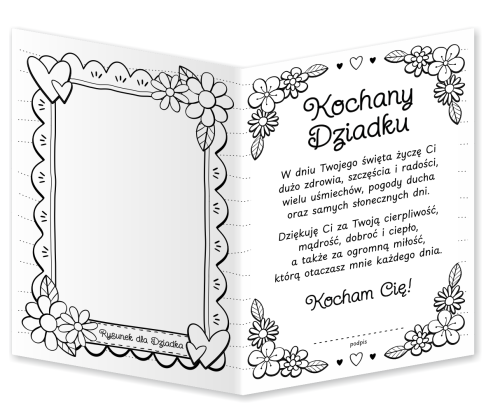 Laurka na Dzień Dziadka do kolorowania (składana, format A5)