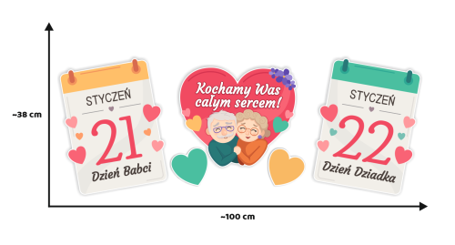 Dekoracja Dzień Babci i Dziadka - wzór 4 (~A3, jednostronna)