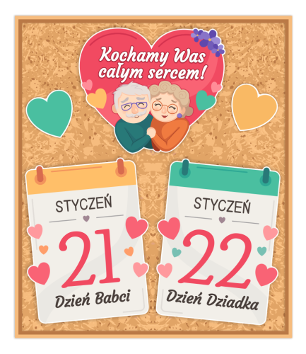 Dekoracja Dzień Babci i Dziadka - wzór 4 (~A3, jednostronna)