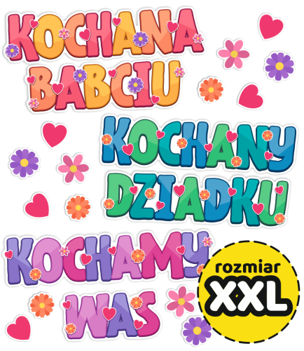 Dekoracja Dzień Babci i Dziadka - Kolorowe napisy - wzór 7 (rozmiar XXL)