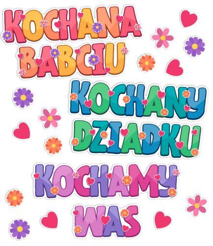 Dekoracja Dzień Babci i Dziadka - Kolorowe napisy - wzór 7 (rozmiar XXL)