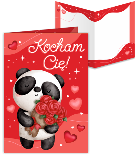 KARTKA WALENTYNKOWA - wzór 5 (składana, format A6)