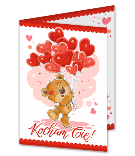 KARTKA WALENTYNKOWA - wzór 7 (składana, format A6)