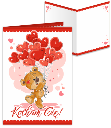 KARTKA WALENTYNKOWA - wzór 7 (składana, format A6)