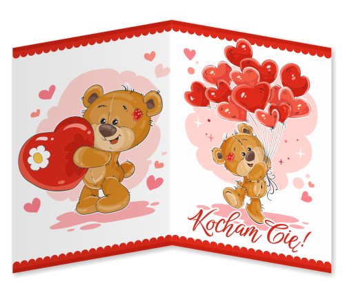 KARTKA WALENTYNKOWA - wzór 7 (składana, format A6)