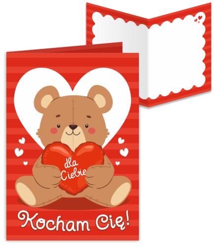 KARTKA WALENTYNKOWA - wzór 6 (składana, format A6)