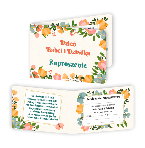Zaproszenie: Dzień Babci i Dziadka - wzór 3 (składane, format A6)