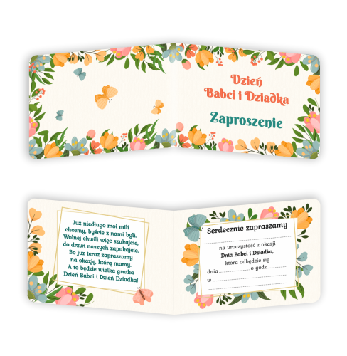 Zaproszenie: Dzień Babci i Dziadka - wzór 3 (składane, format A6)