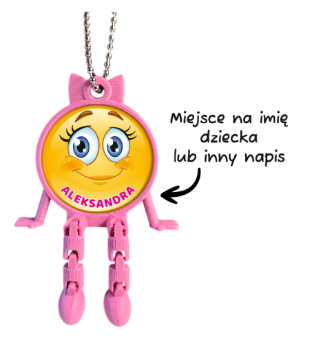 Breloczek 3D - Różowy Ludzik + własny napis