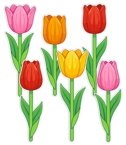 Dekoracja wiosenna na okna "Duże tulipany" (~A3, dwustronna)