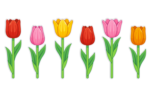 Dekoracja wiosenna na okna "Duże tulipany" (~A3, dwustronna)