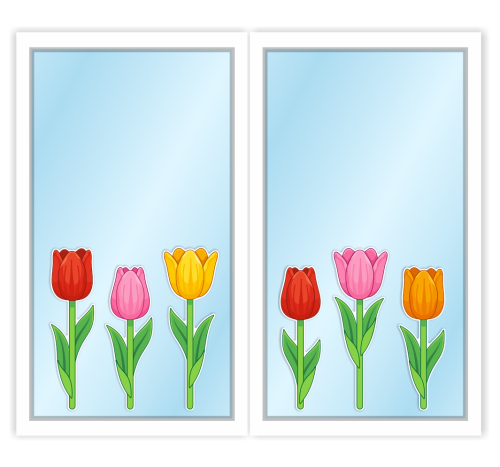 Dekoracja wiosenna na okna "Duże tulipany" (~A3, dwustronna)
