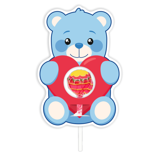 Opakowanie na lizaka - WALENTYNKI - Niebieski Miś