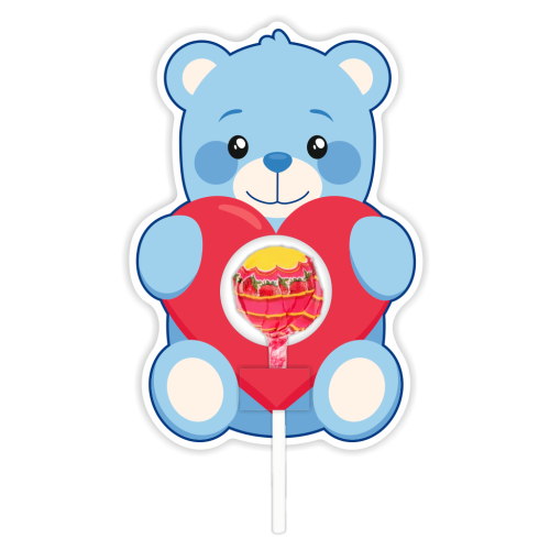 Opakowanie na lizaka - WALENTYNKI - Niebieski Miś