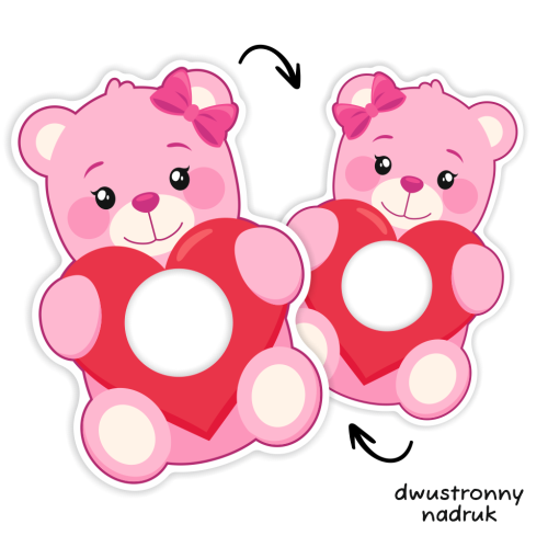 Opakowanie na lizaka - WALENTYNKI - Różowy Miś