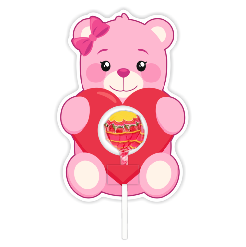 Opakowanie na lizaka - WALENTYNKI - Różowy Miś