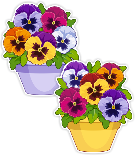 Dekoracja wiosenna na okna "Bratki" (~A4, dwustronna)