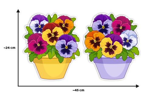 Dekoracja wiosenna na okna "Bratki" (~A4, dwustronna)