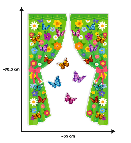 Dekoracja wiosenna na okna "Długie Firanki wiosenne" (dwustronna)