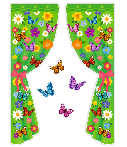 Dekoracja wiosenna na okna "Długie Firanki wiosenne" (dwustronna)