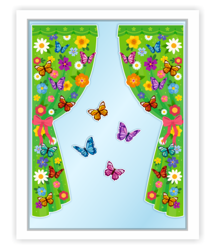 Dekoracja wiosenna na okna "Długie Firanki wiosenne" (dwustronna)