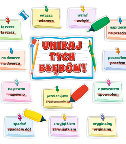 Dekoracja na gazetkę - NAJPOPULARNIEJSZE BŁĘDY JĘZYKOWE (~A3, jednostronna)