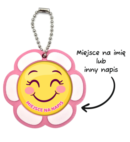 Breloczek 3D - Różowy Kwiatek + własny napis