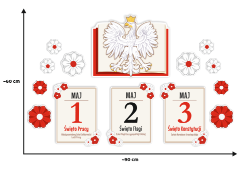 Dekoracja Patriotyczna - 1, 2, 3 Maja - wzór 3 (~A3, jednostronna)