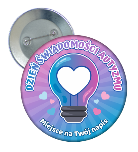 Przypinka: Dzień Świadomości Autyzmu - wzór 3 + twój napis