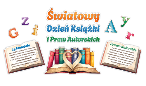 Dekoracja - Światowy Dzień Książki i Praw Autorskich (~A3, jednostronna)