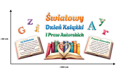 Dekoracja - Światowy Dzień Książki i Praw Autorskich (~A3, jednostronna)