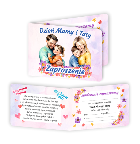 Zaproszenie: Dzień Mamy i Taty - wzór 1 (składane, format A6)