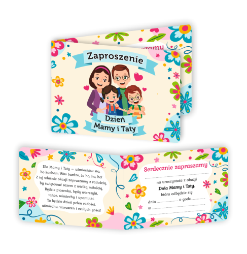 Zaproszenie: Dzień Mamy i Taty - wzór 2 (składane, format A6)