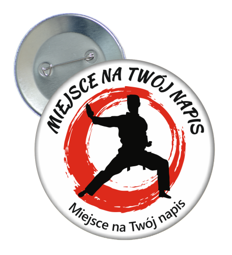 Przypinka: "Sztuki Walki" - wzór 2 + twój napis
