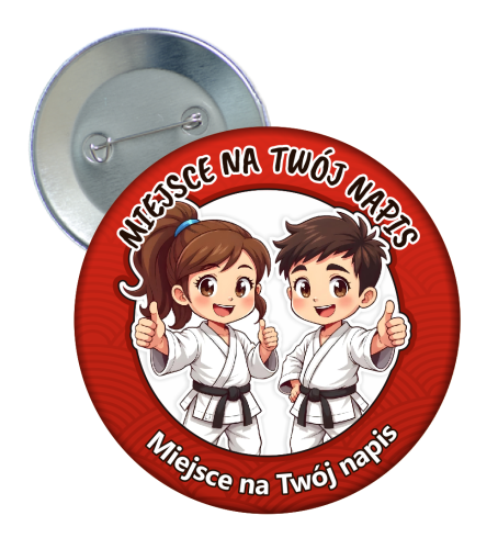 Przypinka: "Sztuki Walki" - wzór 3 + twój napis
