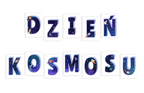 Literki do dekoracji: DZIEŃ KOSMOSU (DUŻE - A4)