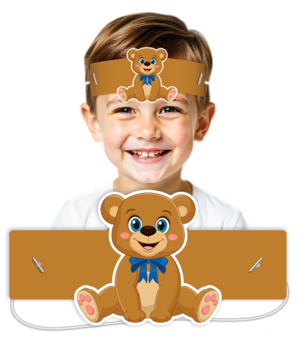 Opaski papierowe - Miś (5 szt. + gumki)