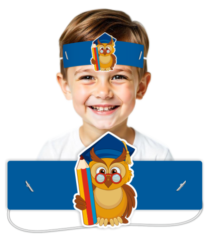 Opaski papierowe - Sowa w birecie (5 szt. + gumki)