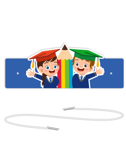 Opaski papierowe - Dzieci w kolorowych biretach (5 szt. + gumki)