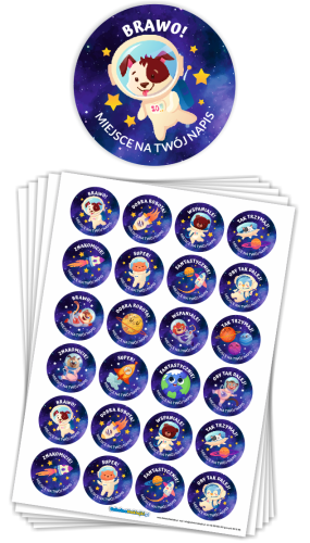 Naklejki motywacyjne "Kosmos" (40mm, 120 szt.) + Twój napis