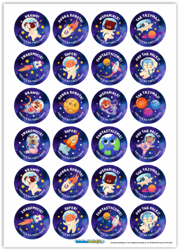 Naklejki motywacyjne "Kosmos" (40mm, 120 szt.) + Twój napis