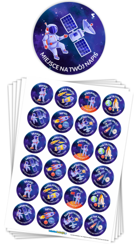 Naklejki motywacyjne "Kosmos" - wzór 2 (40mm, 120 szt.) + Twój napis