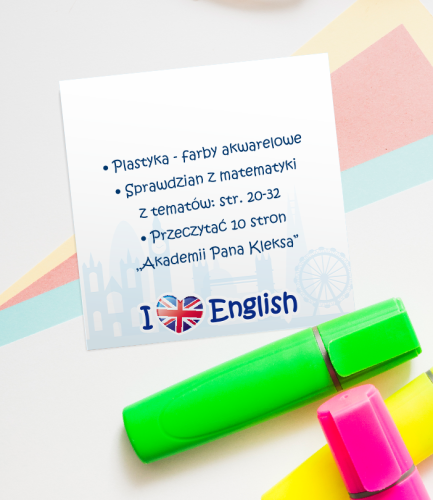 Blok karteczek - J. ANGIELSKI - wzór 5 (50 kartek, 76x76mm)