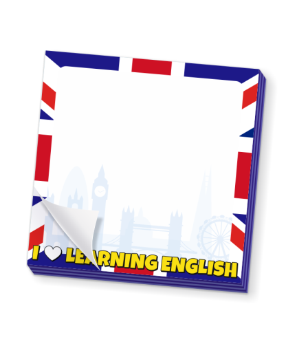 Blok karteczek - J. ANGIELSKI - wzór 4 (50 kartek, 76x76mm)