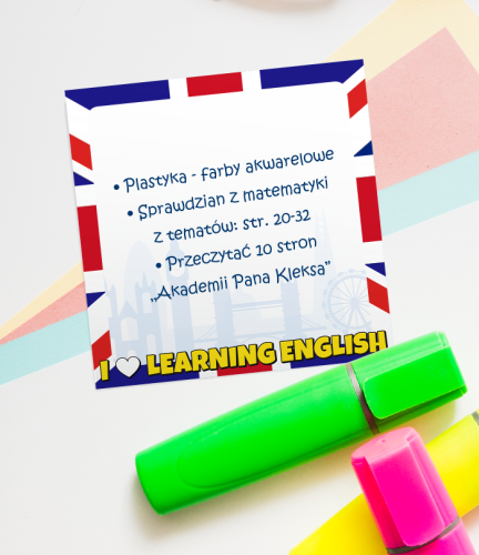 Blok karteczek - J. ANGIELSKI - wzór 4 (50 kartek, 76x76mm)