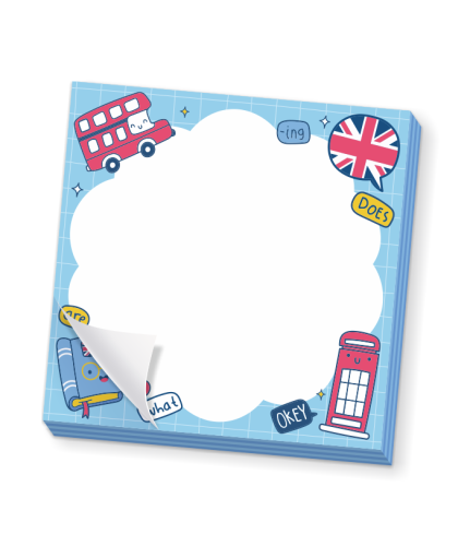 Blok karteczek - J. ANGIELSKI - wzór 3 (50 kartek, 76x76mm)