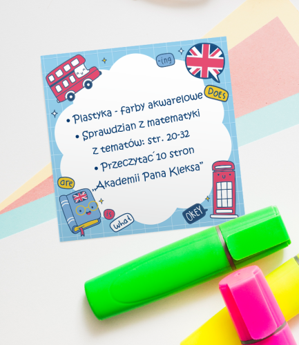 Blok karteczek - J. ANGIELSKI - wzór 3 (50 kartek, 76x76mm)