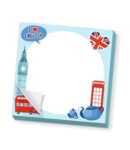 Blok karteczek - J. ANGIELSKI - wzór 2 (50 kartek, 76x76mm)