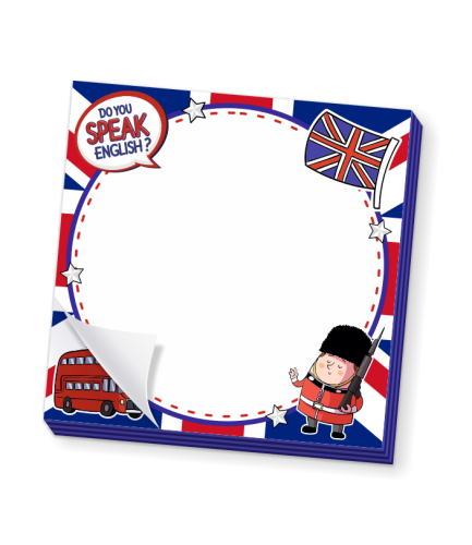 Blok karteczek - J. ANGIELSKI - wzór 1 (50 kartek, 76x76mm)